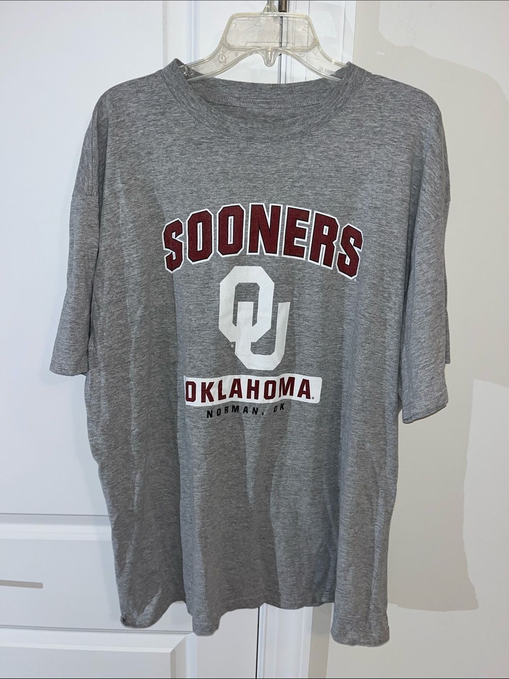 Gray Red OU Oklahoma Sooners Team For the Boomer Football vintage T shirt 2XL